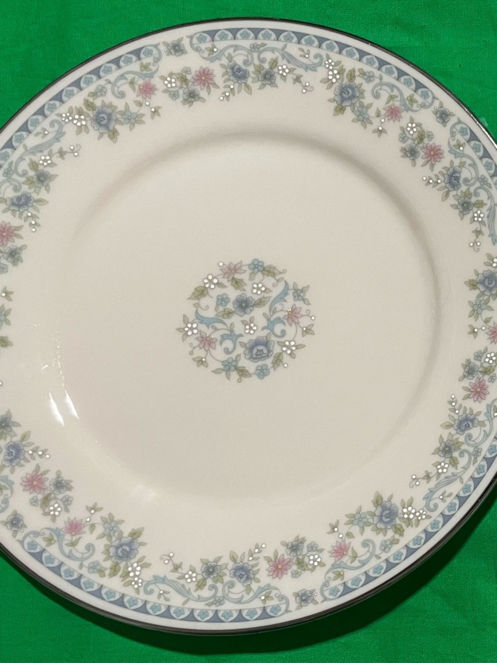 Lenox Columbine Bread & Butter Plate 6.5" Blue Flowers Vintage USA Platinum